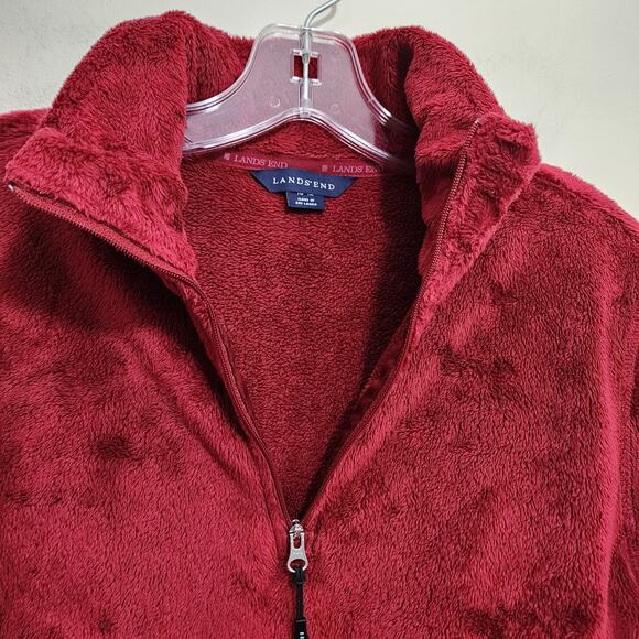 Lands' End super soft plush 1/4 zip pullover red fleece woman's size medium - Picture 6 of 9